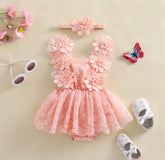 Floral Lace Baby Girl Romper Dress Hippo Boutique