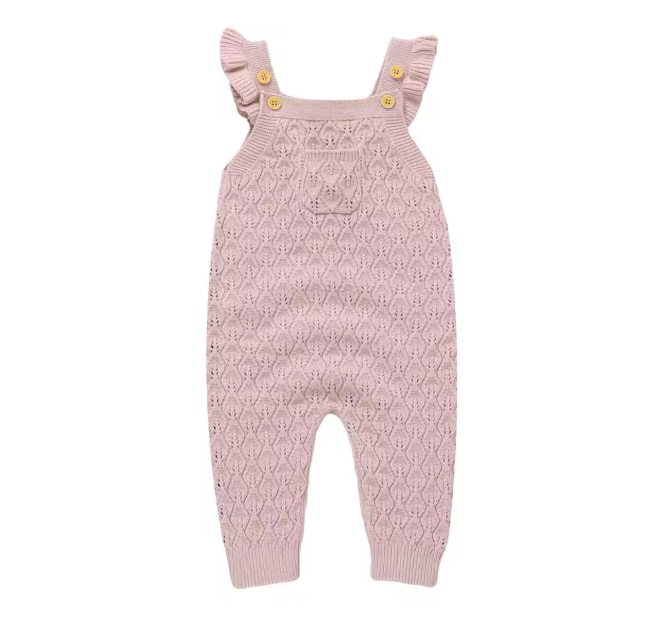 Baby Ruffled Knit Suspender romper bodysuit Hippo Boutique