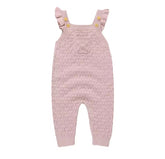 Baby Ruffled Knit Suspender romper bodysuit Hippo Boutique