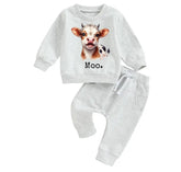 Moo Cow Baby Outfit set sweatshirt and pants Hippo Boutique
