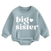 Big Sister Soft warm fleece Baby Oversized Sweatshirt Romper Hippo Boutique