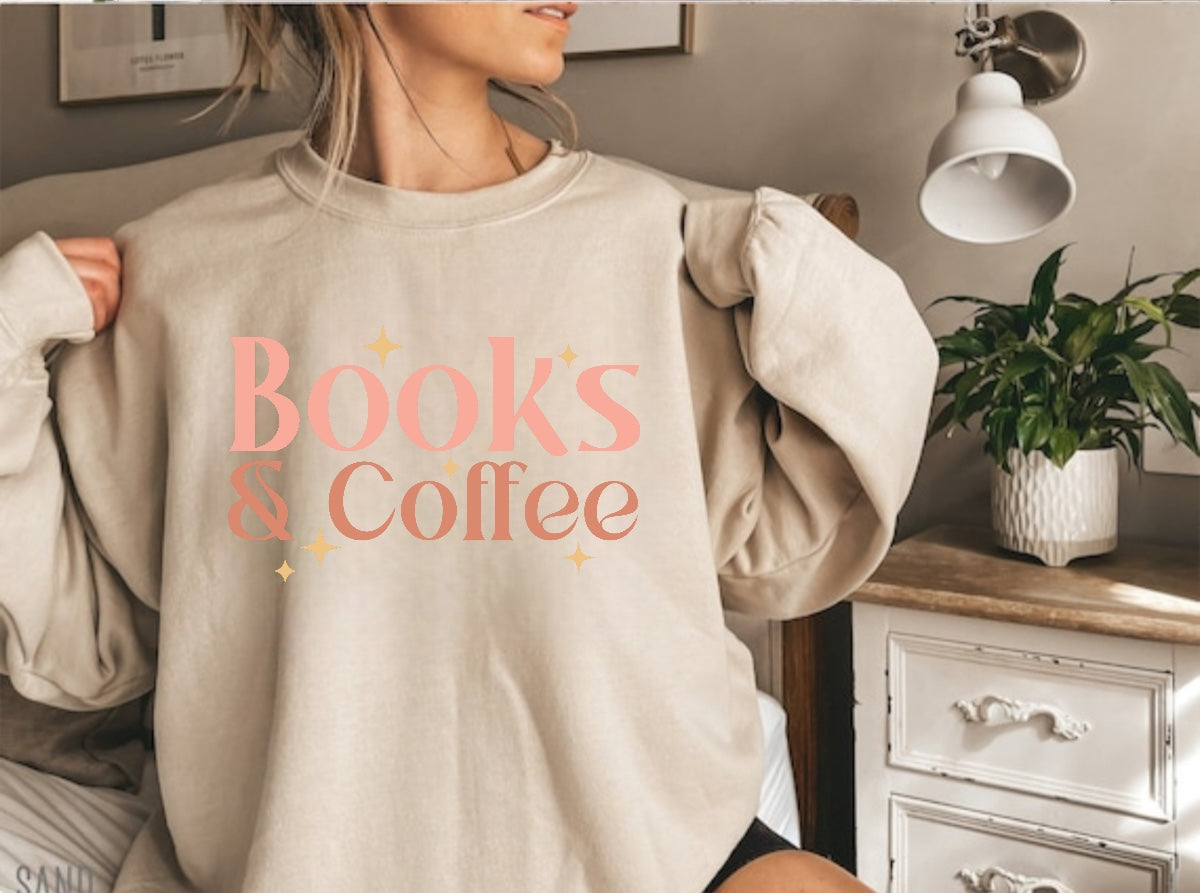 Books & Coffee Sweatshirt Hippo Boutique