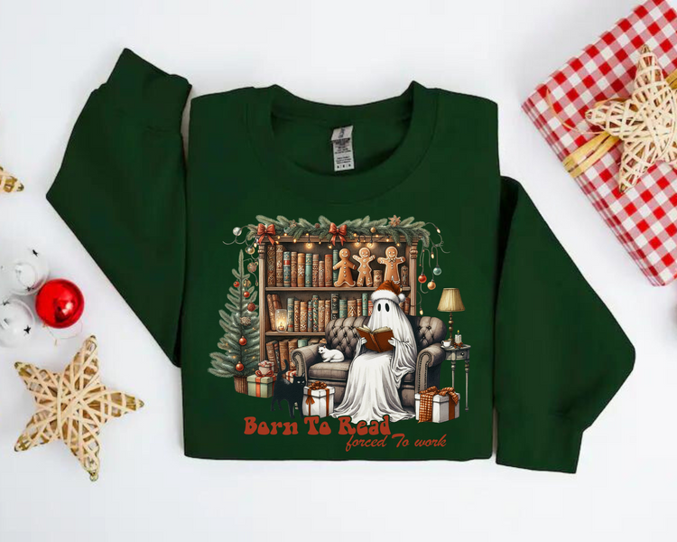 Reading Ghost Christmas Sweatshirts Hippo Boutique