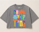 Oversized Washed Cropped T-Shirts - Do your thing Hippo Boutique