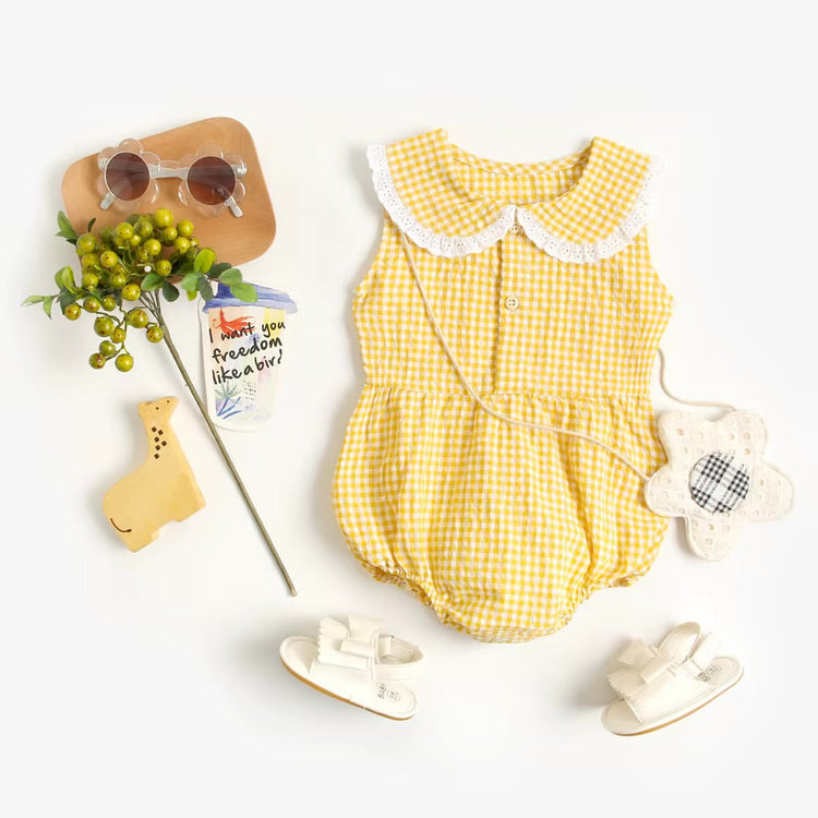 Baby & Toddler Girl Romper with Lace Collar Hippo Boutique