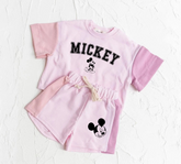 Mouse Baby and Kids cotton color block t-shirt & shorts outfit Hippo Boutique
