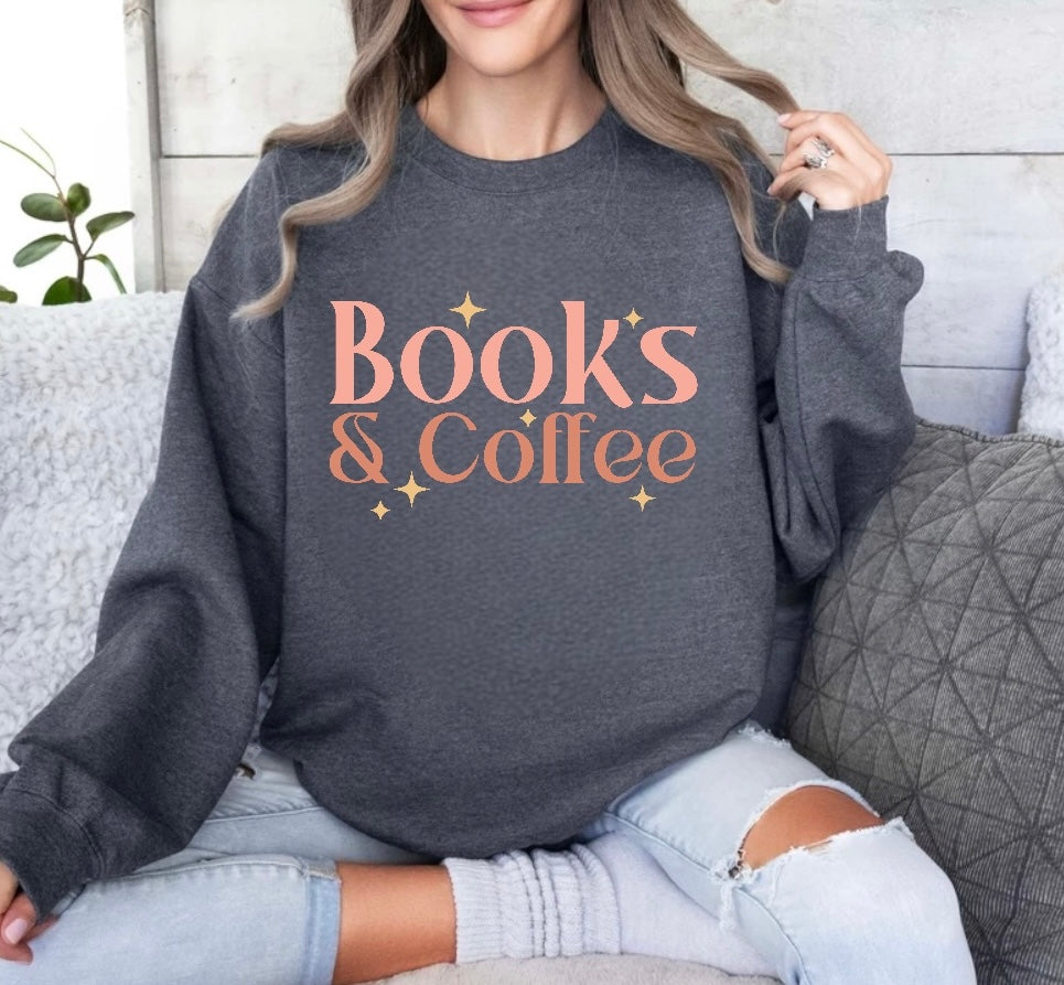 Books & Coffee Sweatshirt Hippo Boutique