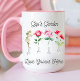 Mama’s Garden Grandma’s Garden Personalize Birth Flower and kids names coffee mug