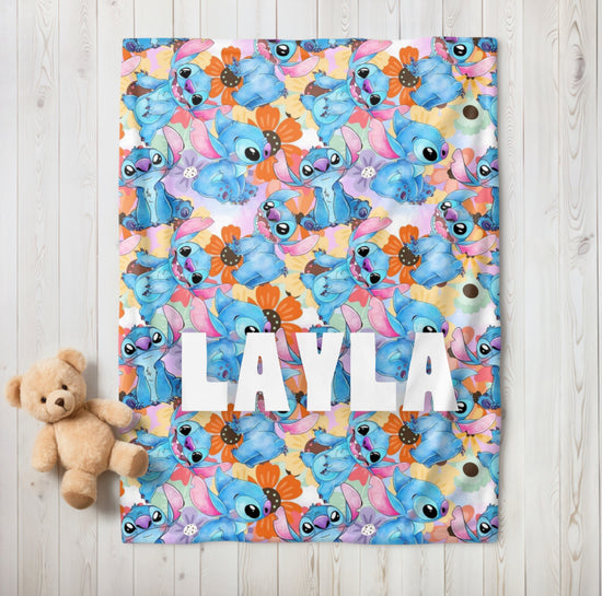 Stitch Baby Name Blanket Custom Hippo Boutique