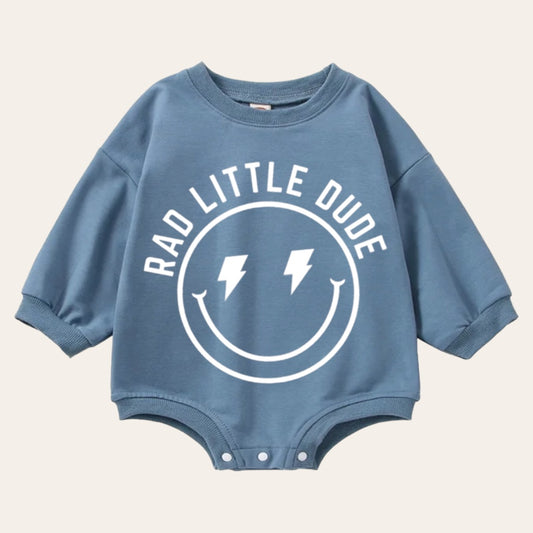 Rad Little Dude Oversized Sweatshirt Romper Hippo Boutique