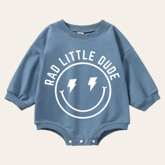 Rad Little Dude Oversized Sweatshirt Romper Hippo Boutique