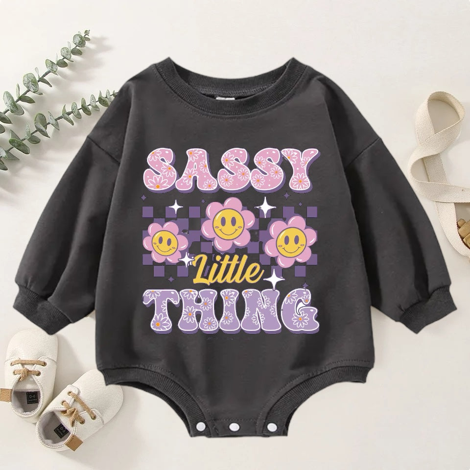 Sassy Lottle Thing Oversized Sweatshirt Romper Hippo Boutique