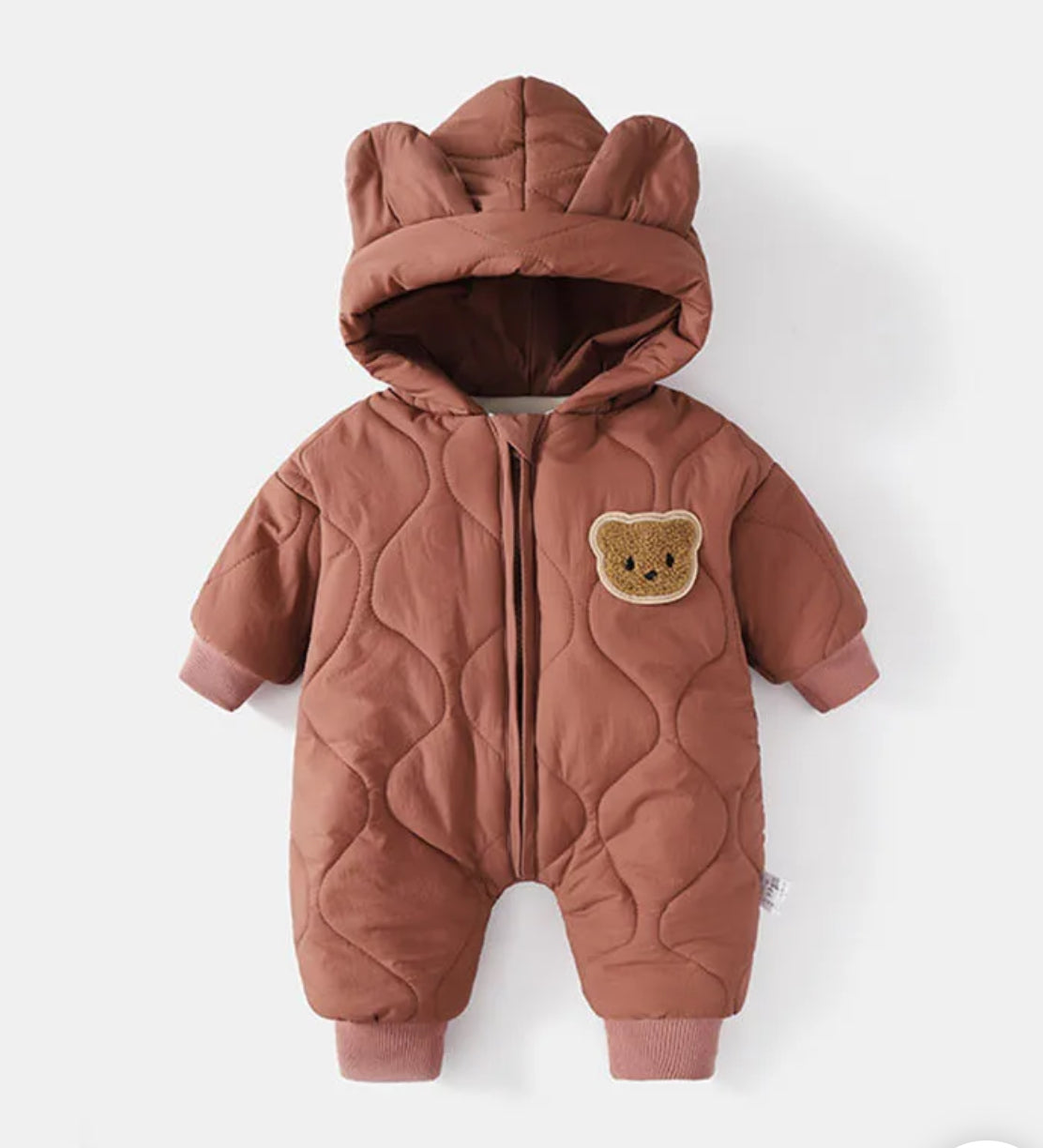 Teddy Bear Baby Snowsuit One Piece Hippo Boutique