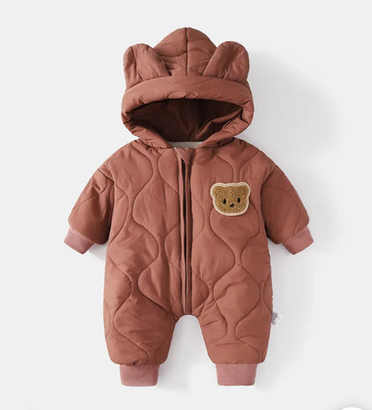 Teddy Bear Baby Snowsuit One Piece Hippo Boutique