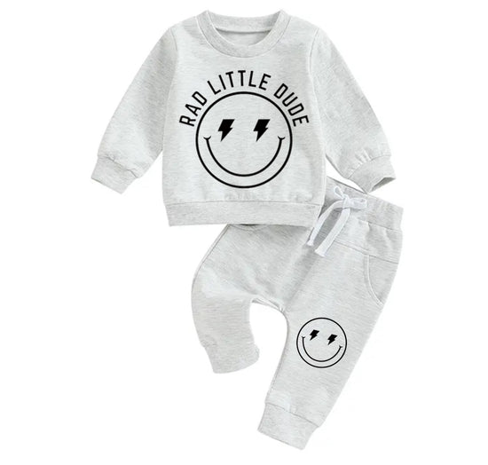 Rad Little Dude Smile Sweatshirt & Pants Set Hippo Boutique