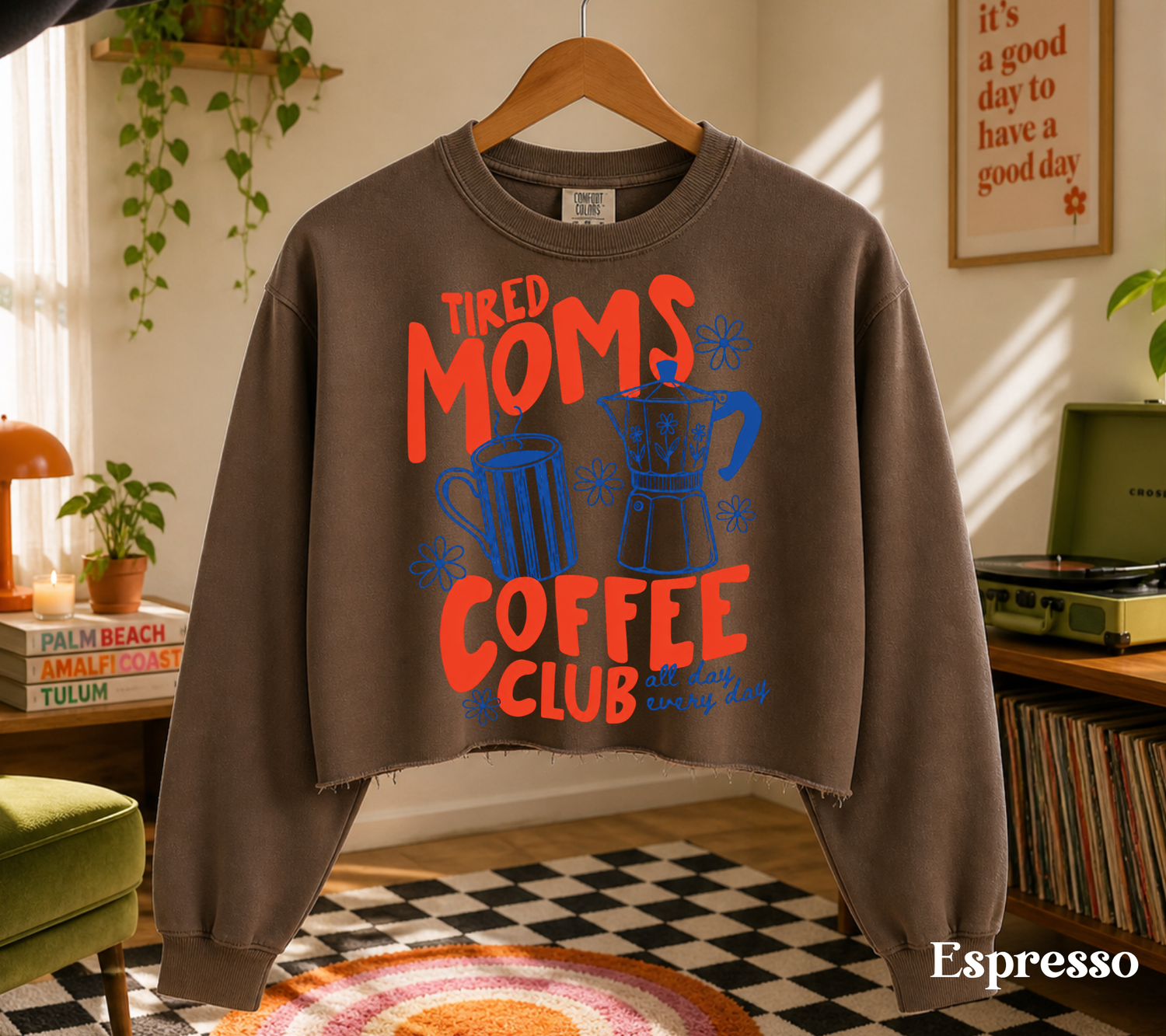 Cropped Sweatshirt - Tired Moms Coffee club Hippo Boutique