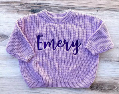 Personalized Name Newborn Baby Embroidered Knit Sweaters Hippo Boutique