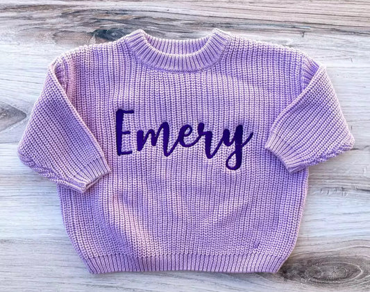 Personalized Name Newborn Baby Embroidered Knit Sweaters Hippo Boutique