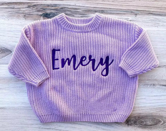 Personalized Name Newborn Baby Embroidered Knit Sweaters Hippo Boutique