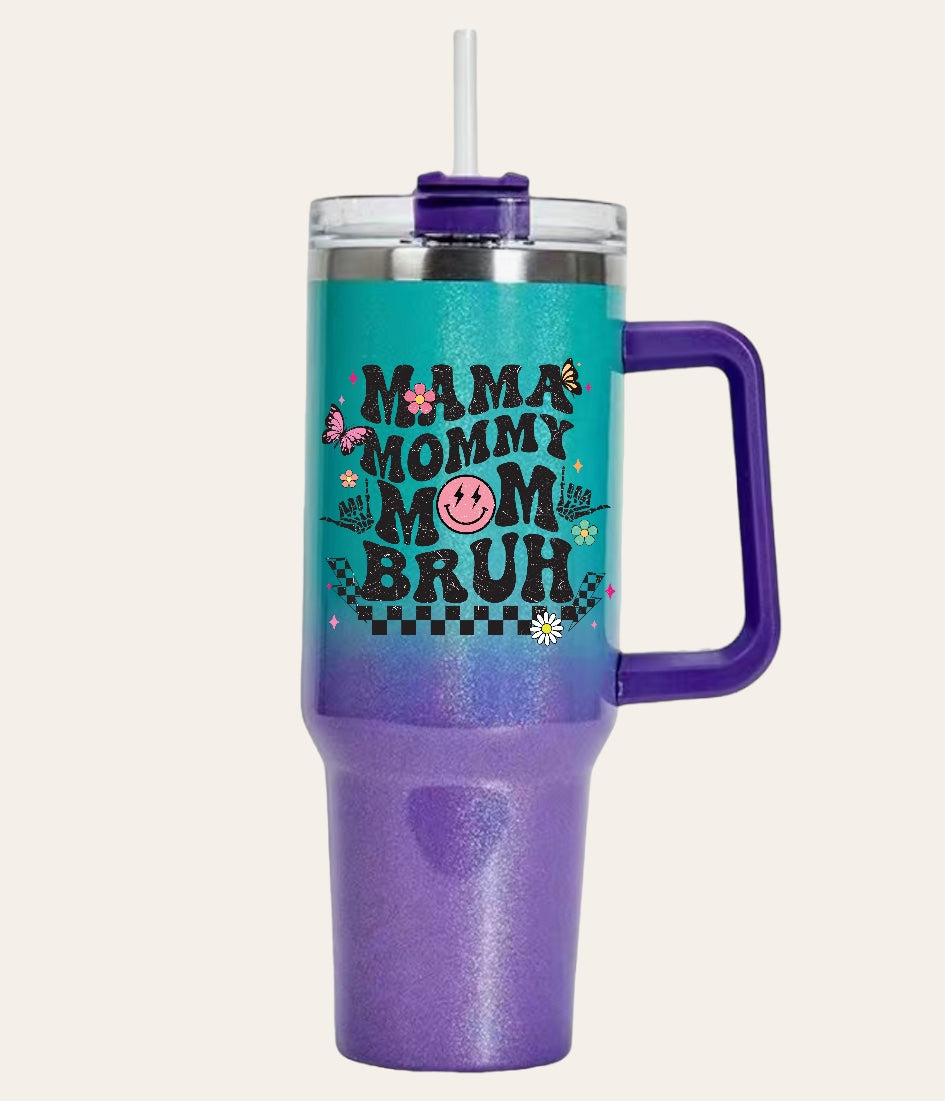 Retro Mama Mommy Mom Bruh 40oz Shimmer Tumbler with Handle – Hippo Boutique