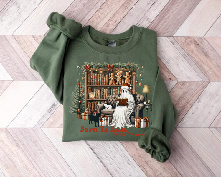 Reading Ghost Christmas Sweatshirts Hippo Boutique