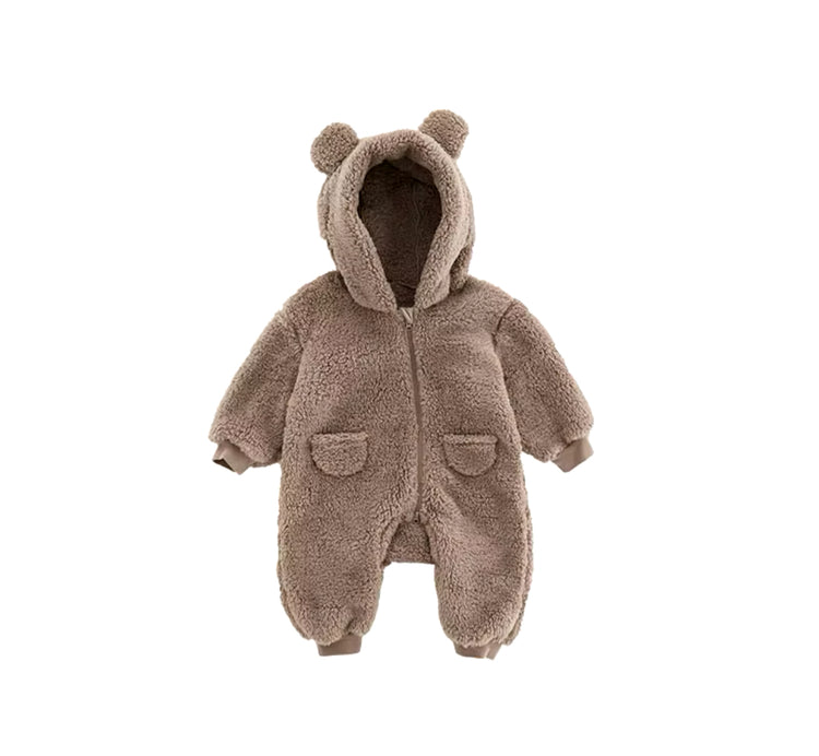 Furry Teddy Bear Baby Snowsuit One Piece Hippo Boutique