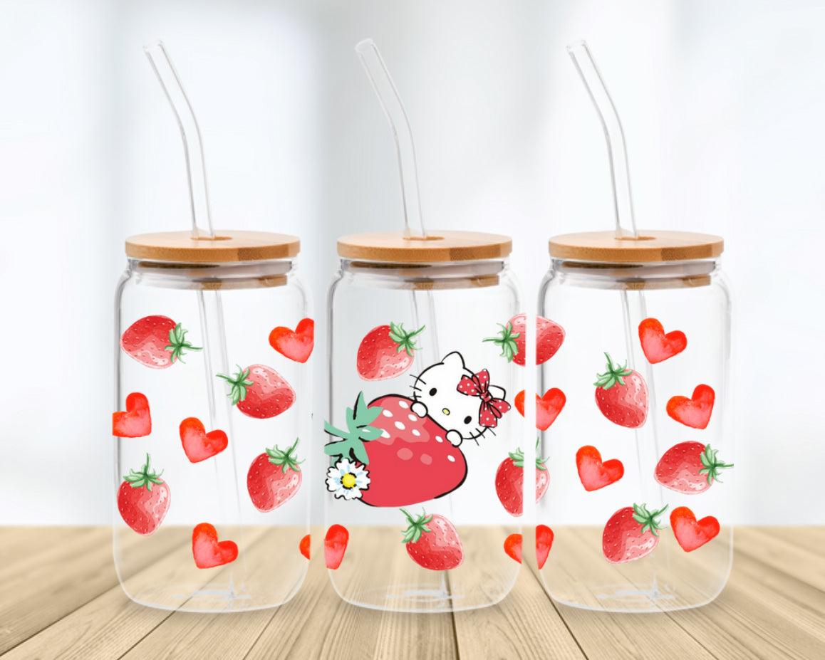 Hello kitty glass cup hearts cup glass Libby cup Canada 