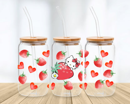 Hello kitty glass cup hearts cup glass Libby cup Canada 