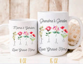 Mama’s Garden Personalize Birth Flower and kids names coffee mug Hippo Boutique