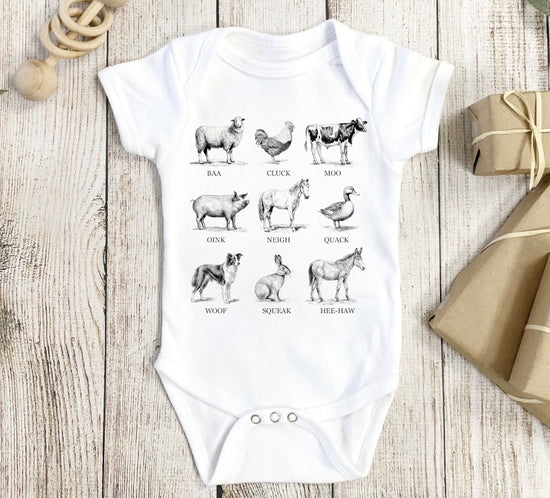 Farm Animals Baby Bodysuit Hippo Boutique