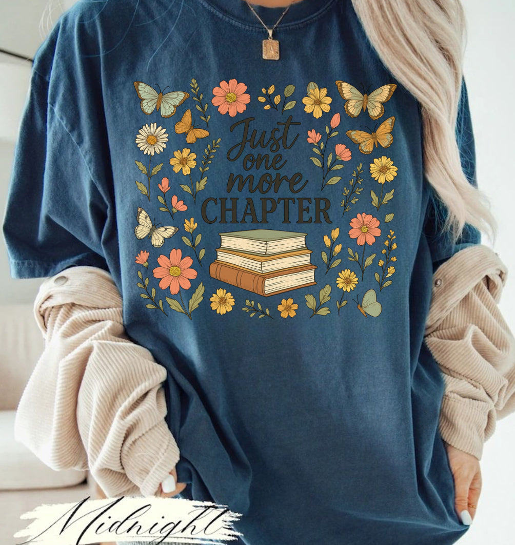 Bookish One More Chapter Floral Women’s T-Shirt Hippo Boutique