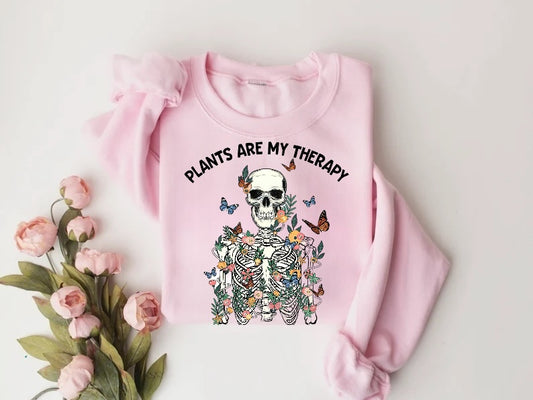 Women’s Crewneck Sweatshirts - Plants are my Therapy Hippo Boutique