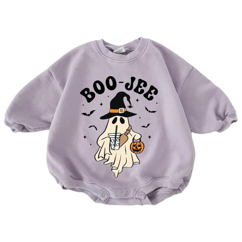 Boojee Cotton Baby Halloween Sweatshirt Romper Hippo Boutique