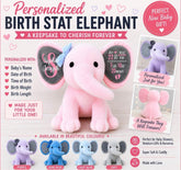 Personalized Baby Birth Stats Elephant – Custom Name & Newborn Keepsake Hippo Boutique