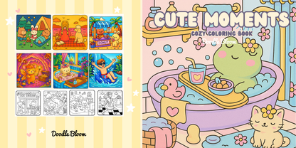 Cute Moments Adult Coloring Book Hippo Boutique