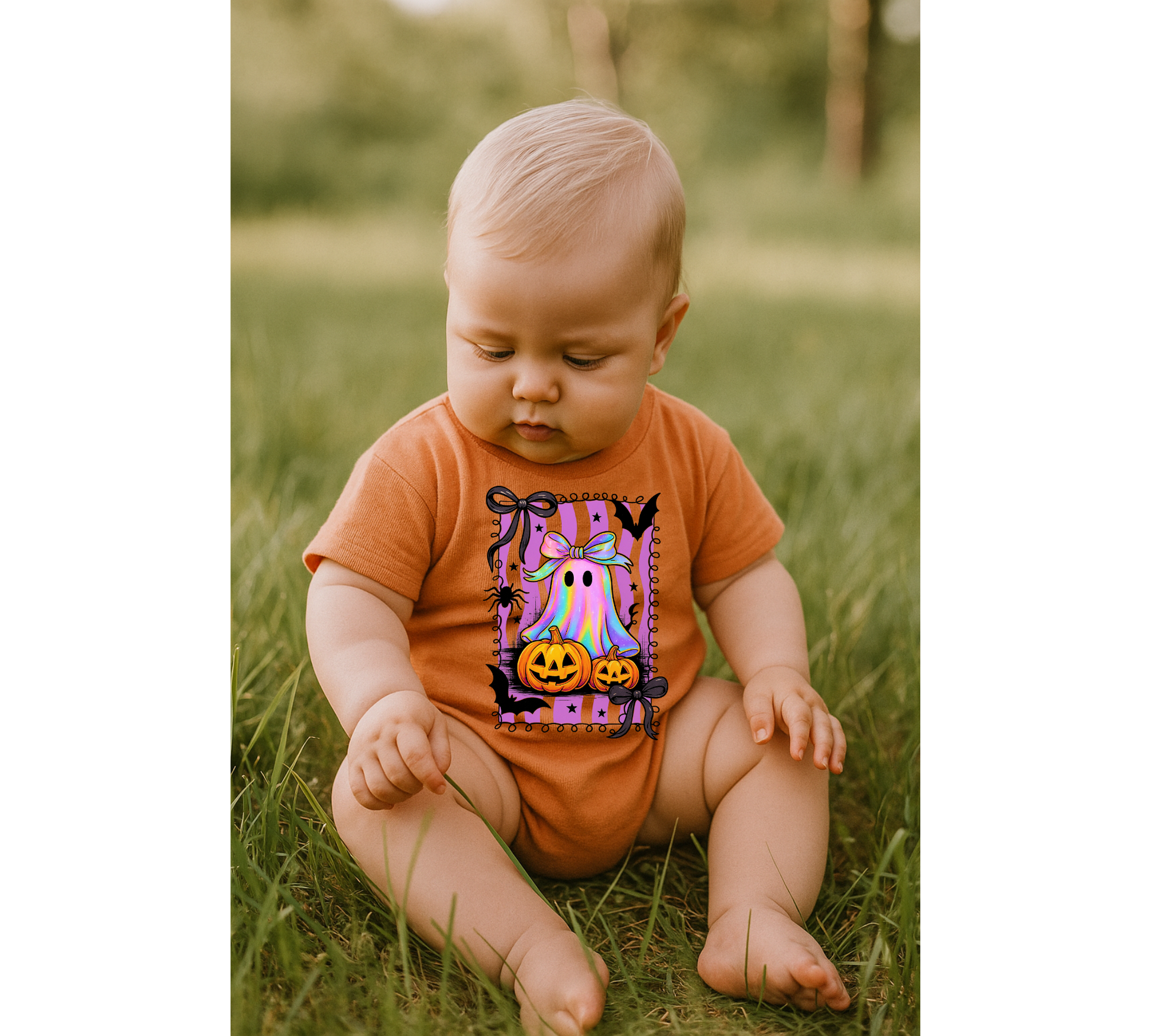 Ghost Coquette Halloween Baby t-shirt Bubble Romper Hippo Boutique