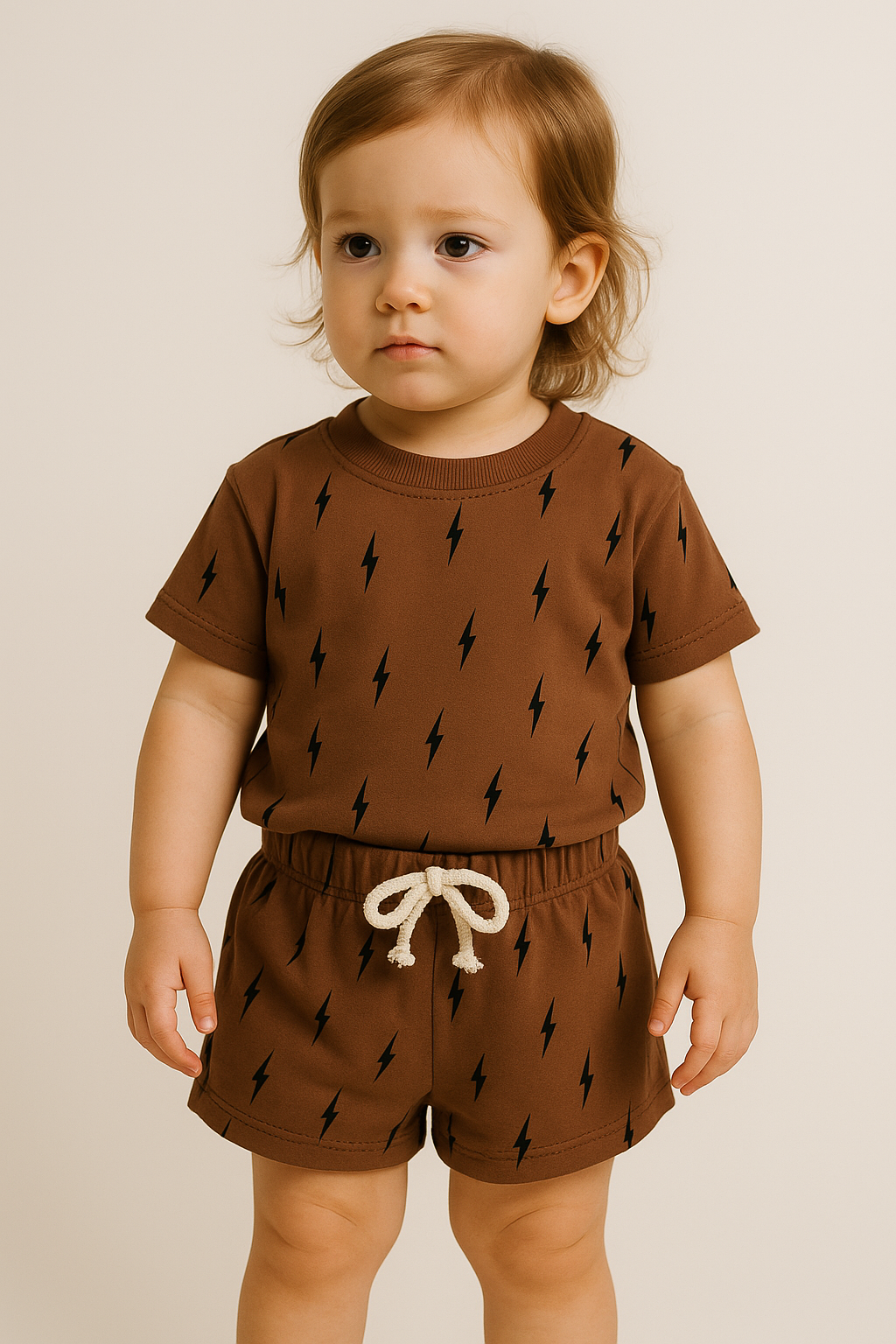 Lighting & Brown Checkered T-Shirt & Shorts outfit Hippo Boutique