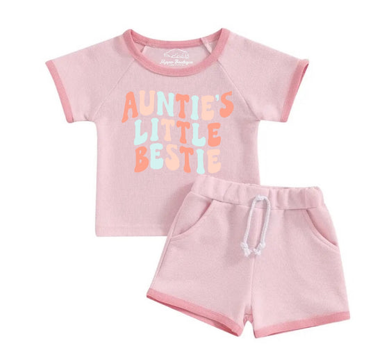 Auntie’s Lottle Bestie Baby girl & toddler girl outfit Hippo Boutique