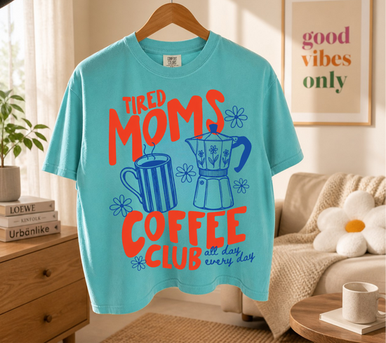 Cropped Top & T-Shirts - Tired Mom’s coffee club Hippo Boutique