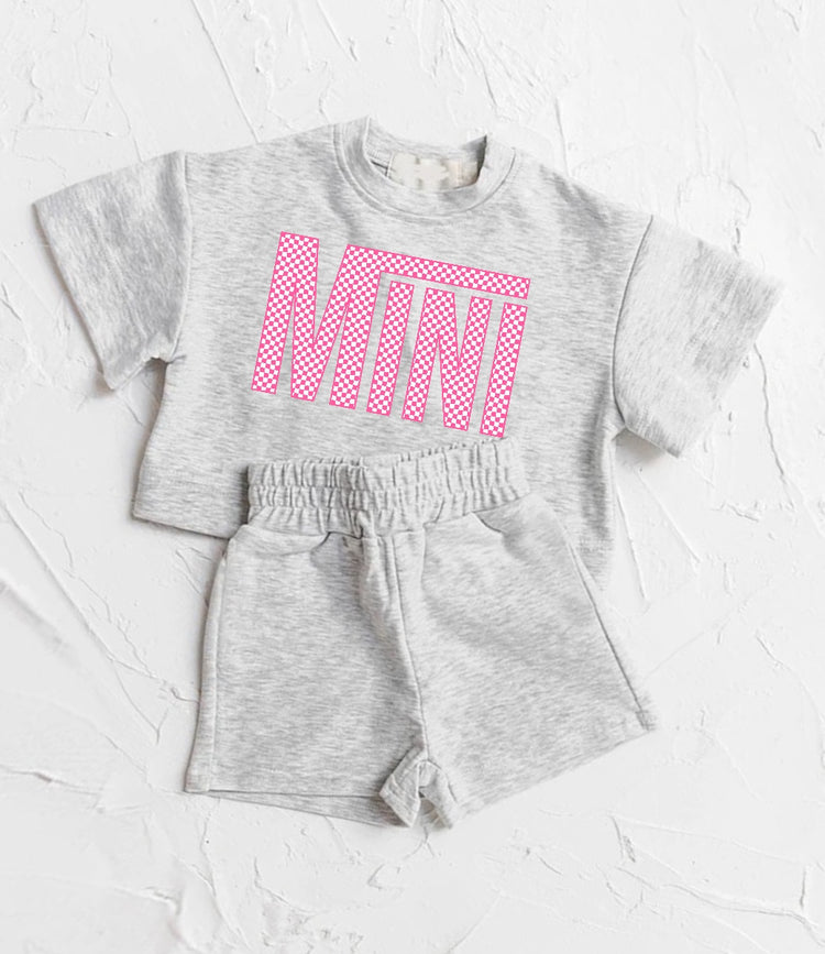 Checkered Mini Baby Girl T-Shirt & Shorts outfit Hippo Boutique