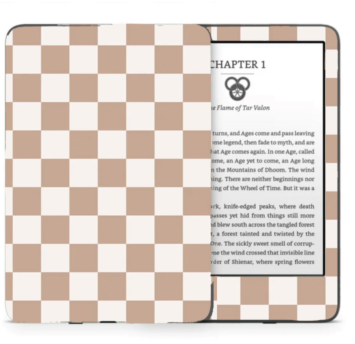 Kindle Skin - Beige Checkered Hippo Boutique