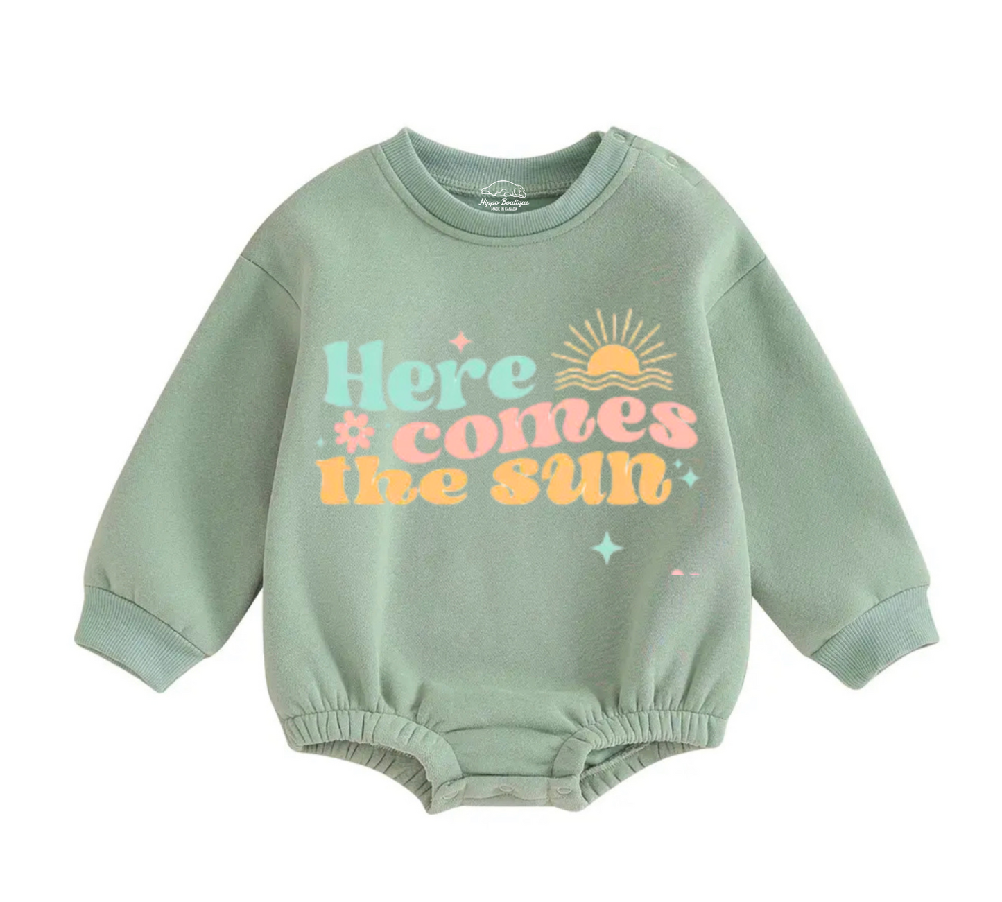 Soft warm fleece oversized Romper - Here comes the sun Hippo Boutique