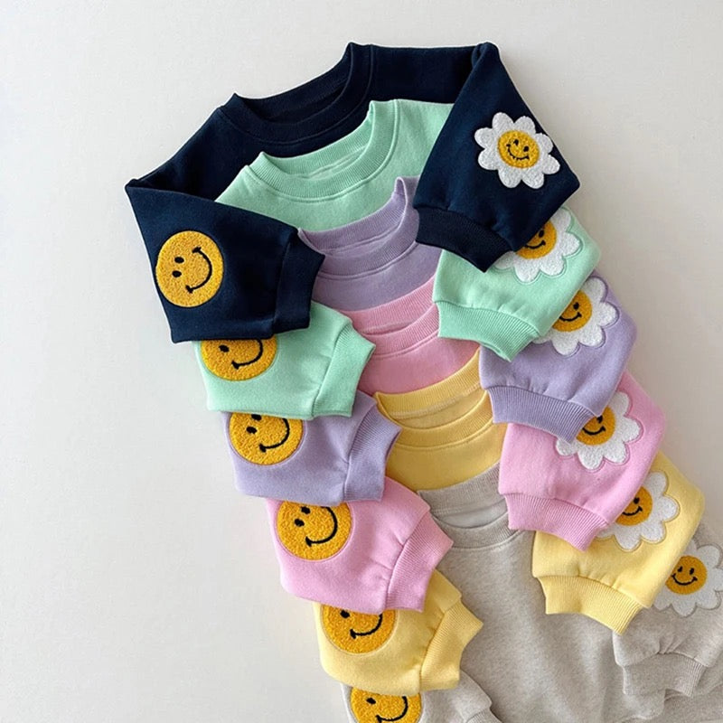 Smile Patch baby & toddler sweatshirt outfit set Hippo Boutique