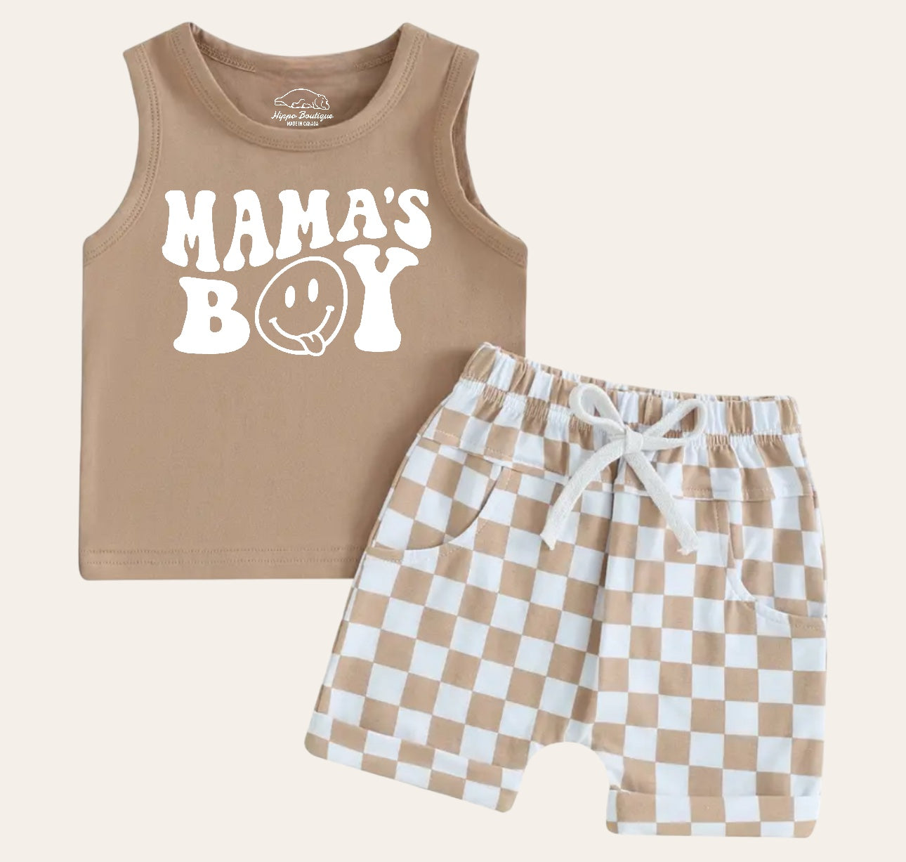 Mama’s Boy Tank & -Checkered Shorts Baby & toddler outfit Hippo Boutique