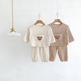 Teddy Bear Waffle Knit Sweatshirt & Pants Set Hippo Boutique