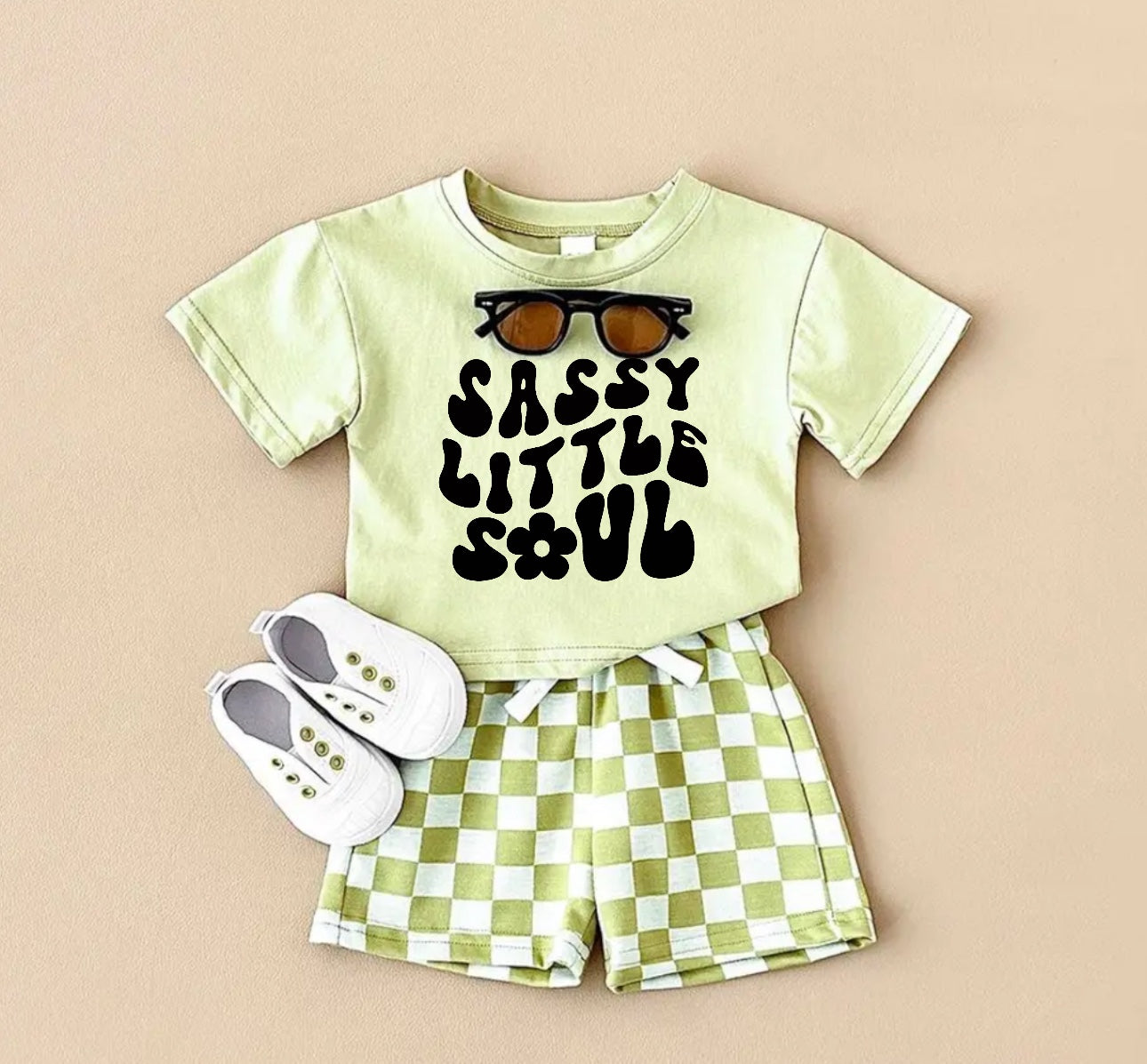 Sassy Little Soul T-Shirt & Checkered Shorts Set Hippo Boutique