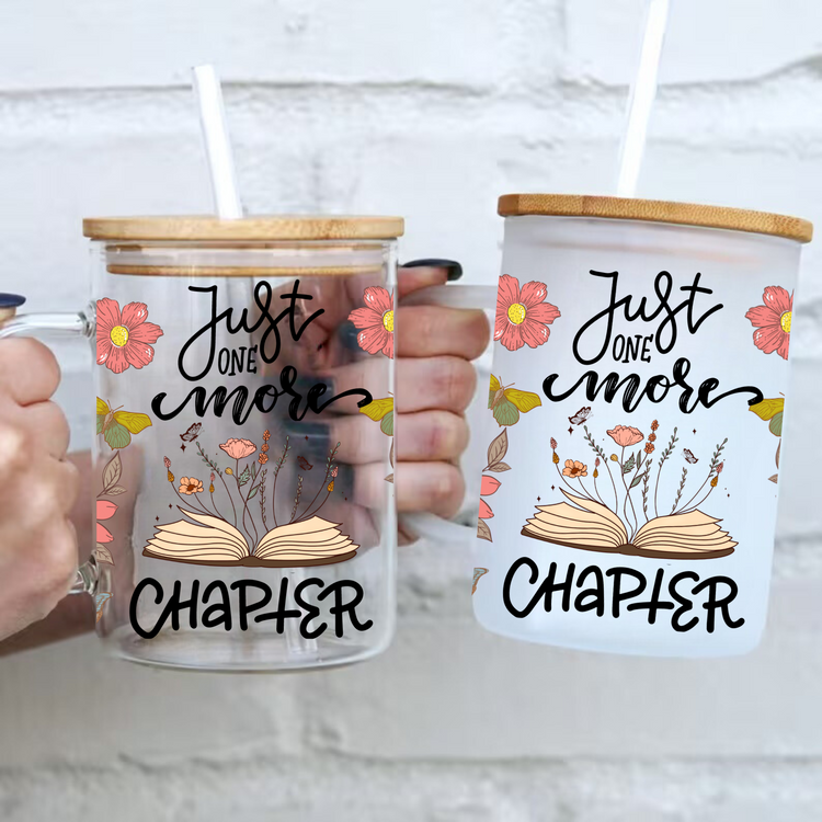 Just One More Chapter Bookish Glass Tumbler Cups Hippo Boutique