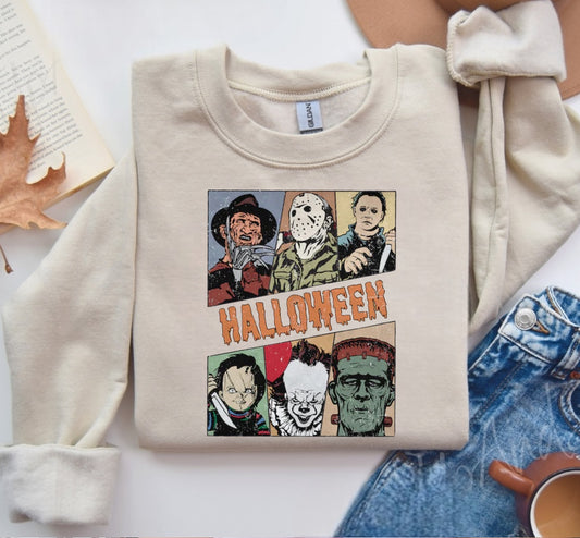 Halloween fleece crewneck Sweatshirts Horror Hippo Boutique