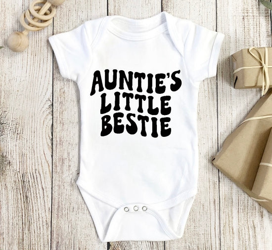 Auntie’s Little Bestie newborn baby bodysuit romper Hippo Boutique