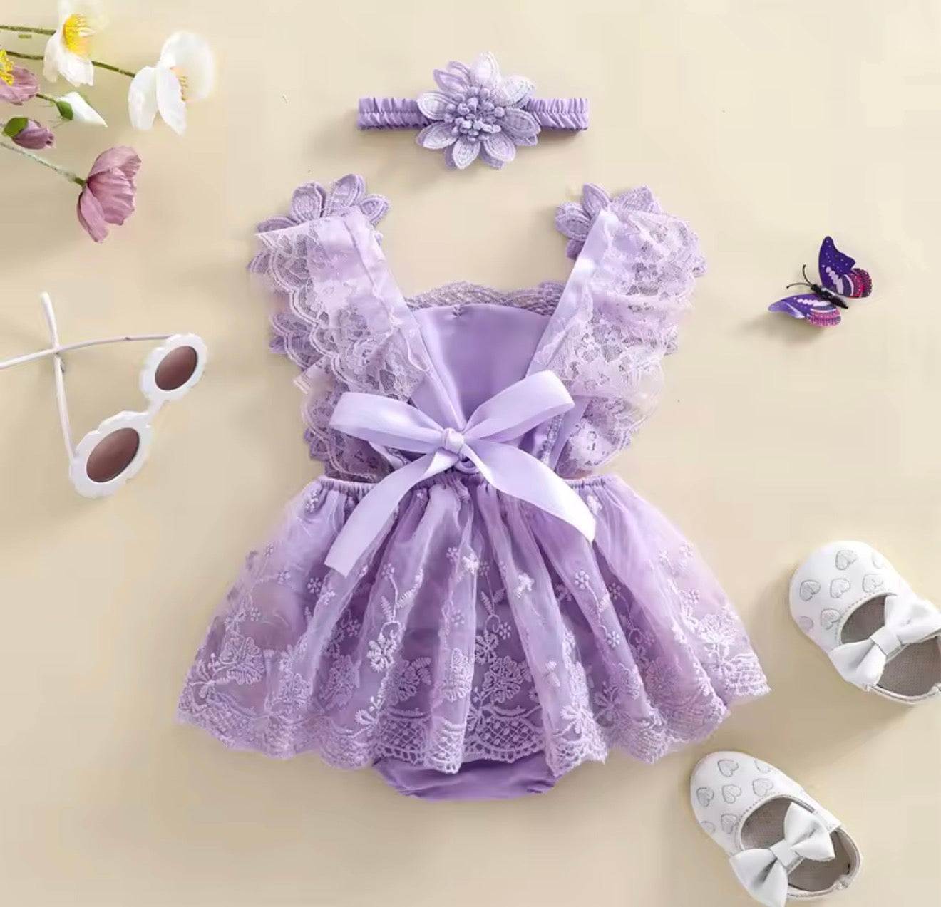 Floral Lace Baby Girl Romper Dress Hippo Boutique